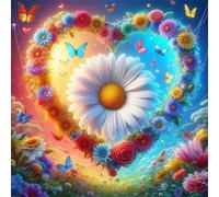 Flor Margarita Corazón Puzzle 70 Piezas,Rompecabezas DIY Adultos,Puzle Clásico para Adultos Entretenimiento Creativo, Juegos Desafiantes