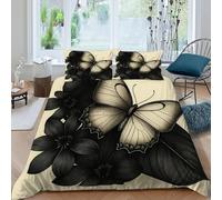 Flor Mariposa Funda Edrojoon 3 Piezas con Impresión En 3D Aesthetic Pastoral Insects con Funda Almohada King（220x240cm） 100% Microfibra Ropa De Cama para Niñosy Hombres