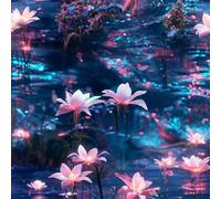 Flor morada brillante Papel de contacto 45cm x 300cm Pelar y pegar Estanque de flores moradas de color azul noche Papel tapiz adhesivo para revestimiento de estanterías de armarios y paredes de habita
