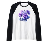 Flor Nacimiento Febrero Flor Violeta Pensamiento Ramo Floración Camiseta Manga Raglan