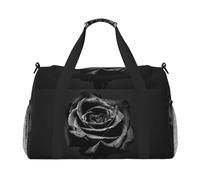 Flor Negra,Bolsas Deportivas, Bolsos de Viaje Deportivos Cruzados de Mano, Bolsas de Viaje de Gran Capacidad para Mujeres y Hombres.