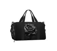 Flor Negra,Bolso Deportivo Bandolera de Mano, Bolsa de Deporte, Bolsa de Viaje de Gran Capacidad para Mujeres y Hombres.