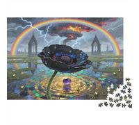 Flor Negra Mágica Puzzle de 1000 Piezas Papel Puzzle para Adultos Escena de Arcoíris Fantasía Relajación Decoración Hogar Regalo 38x26cm/1000pcs