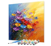 Flor Pintar por Numeros Adultos Arte Pintura por Numeros 70 x 95 cm, Kit Manualidades Adultos, Paint by Numbers Adult Con Pinceles Pigmento Acrílico Para Decoracion Hogar Pared Regalos (Model-1236)