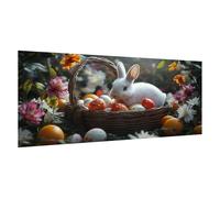 Flor Pintar por Numeros Adultos, Conejo Pintura por Numeros Kit, Easy Paint by Numbers Adult Niños, con 3 Pinceles y Pigmento Acrílico, DIY Manualidades Home Decor Regalo 50x100cm, con Marco, d1611k