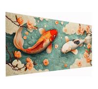 Flor Pintar por Numeros Adultos, DIY Pintar por Numeros Sin Marco, Kits de Manualidades Adultos Pez Paint by Numbers Adult, Pintura al Óleo de Lienzo para Decoracion Pared, Regalo, 50x110cm I-54