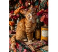 Flor Pintar por Numeros Adultos, Gato Pintar por Numeros Niños, DIY Cuadros Manualidades Adultos, Paint by Numbers Adult Kits con Pinceles y Pinturas Acrílicas, Decoracion Otoño, 100x135cm 1-7723