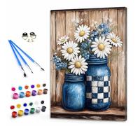 Flor Pintar por Numeros Niños, Pintar por Numeros Adultos Margarita Paint by Numbers Principiantes, Manualidades Niños 10 Años DIY Kit de Pintura al Óleo de Lienzo Decoracion 20x30cm Sin Marco Y3-819