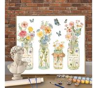 Flor Pintura por Numeros para Adultos y Niños con Kit Completo, DIY Botella De Los Deseos Pintura por Números 80x120cm (Enrollado Sin Arrugas), 3 Pinceles y Pinturas Acrílicas- Decor Regalo W-O258