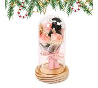 Flor preservada - Decoración floral conservada, exquisita flor | Flor preservada hecha a mano en cúpula de con luces LED, encantada para el día de San Valentín de las mujeres, Flor en s