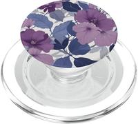 Flor Púrpura Hojas Flores PopSockets PopGrip para MagSafe