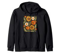 Flor Silvestre Retro Girasol Margarita Floral botánico Naturaleza Sudadera con Capucha