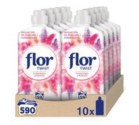 Flor Twist Frutos Rojos y Exóticos - Suavizante concentrado para la ropa con notas naturales - 590 lavados (10 botellas de 59 lavados)