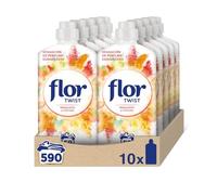 Flor Twist Melocotón y Citrus - Suavizante concentrado para la ropa con notas naturales - 590 lavados (10 botellas de 59 lavados)