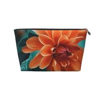 Flor Verde Azulado y Naranja, Bolsa de artículos de tocador Bolsa de Maquillaje Bolsa de cosméticos Bolsa de artículos de tocador de Viaje portátil