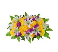 Floración artificial de cementerio con forma natural y tallo fuerte para una posición segura en escalones, altares y marcadores de tumbas (amarillo y morado)