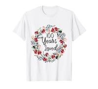 Floral 100 Years Loved 100th Birthday 100 Year Old Men Women Camiseta