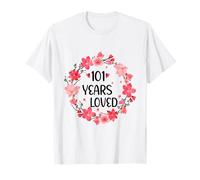 Floral 101 Years Loved Women 101 Years Old Cool 101th B-Day Camiseta