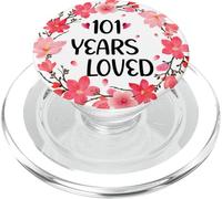 Floral 101 Years Loved Women 101 Years Old Cool 101th B-Day PopSockets PopGrip para MagSafe