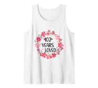 Floral 102 Years Loved Women 102 Years Old Cool 101th B-Day Camiseta sin Mangas