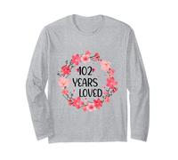 Floral 102 Years Loved Women 102 Years Old Cool 101th B-Day Manga Larga