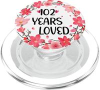 Floral 102 Years Loved Women 102 Years Old Cool 101th B-Day PopSockets PopGrip para MagSafe