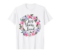 Floral 109 Year Old 109th Birthday Men Women 109 Years Loved Camiseta