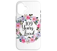 Floral 109 Year Old 109th Birthday Men Women 109 Years Loved Carcasa para iPhone 16
