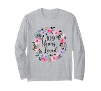 Floral 109 Year Old 109th Birthday Men Women 109 Years Loved Manga Larga
