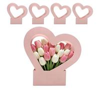 Floral,5 Piezas Impermeable Portátil Plegable - Tote De Papel Corazón Para Llevar Flores - para Regalo de Mujer Nena Mama San Valentin Cumpleaños Boda Hogar