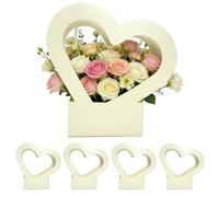 Floral - 5 Piezas Plegables Con Asa | Portarramo Corazón para Ramos - para Regalo de Mujer Nena Mama San Valentin Cumpleaños Boda Hogar