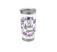 Floral 50 Years Old 50th Birthday Women's 50 Years Loved Vaso térmico de acero inoxidable de doble pared