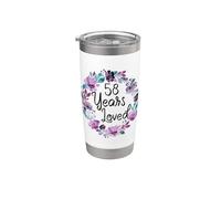 Floral 58 Years Old 58th Birthday Women's 58 Years Loved Vaso térmico de acero inoxidable de doble pared