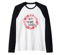 Floral 67 Years Loved Women 67 Years Old Cool 67th Birthday Camiseta Manga Raglan