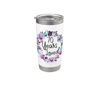 Floral 70 Years Old 70th Birthday Women's 70 Years Loved Vaso térmico de acero inoxidable de doble pared