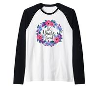 Floral 80 Year Old 80th Birthday Women Funny 80 Year Loved Camiseta Manga Raglan