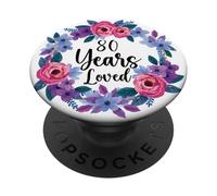 Floral 80 Year Old 80th Birthday Women Funny 80 Year Loved PopSockets PopGrip Adhesivo