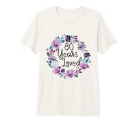 Floral 80 Years Old 80th Birthday Women's 80 Years Loved Camiseta Premium