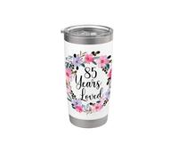 Floral 85 Year Old 85th Birthday Men Women 85 Years Loved Vaso térmico de acero inoxidable de doble pared