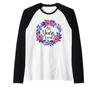 Floral 90 Year Old 90th Birthday Women Funny 90 Years Loved Camiseta Manga Raglan