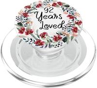 Floral 92 Years Loved 92th Birthday 92 Year Old Men Women PopSockets PopGrip para MagSafe