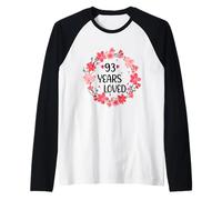 Floral 93 Years Loved Women 93 Years Old Cool 93th Birthday Camiseta Manga Raglan