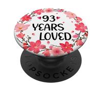 Floral 93 Years Loved Women 93 Years Old Cool 93th Birthday PopSockets PopGrip Adhesivo