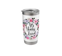 Floral 95 Year Old 95th Birthday Men Women 95 Years Loved Vaso térmico de acero inoxidable de doble pared