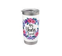 Floral 95 Year Old 95th Birthday Women Funny 95 Years Loved Vaso térmico de acero inoxidable de doble pared