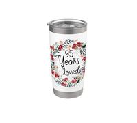 Floral 95 Years Loved 95th Birthday 95 Year Old Men Women Vaso térmico de acero inoxidable de doble pared