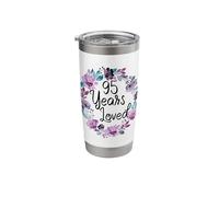 Floral 95 Years Old 95th Birthday Women's 95 Years Loved Vaso térmico de acero inoxidable de doble pared