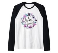 Floral 97 Years Old 97th Birthday Women's 97 Years Loved Camiseta Manga Raglan