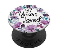 Floral 97 Years Old 97th Birthday Women's 97 Years Loved PopSockets PopGrip Adhesivo
