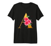 Floral A Alphabet Cute Initial Monogram Letter A Graphic Camiseta Premium